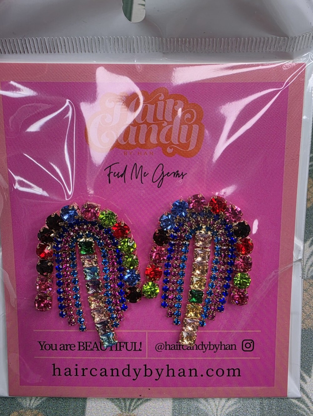 Feed Me Gems Hard Candy Rainbow Crystal Earrings